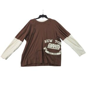 New York Giants Men XXL Brown Long Sleeve Layered Graphic T-Shirt Organic Cotton